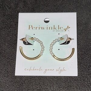 Periwinkle by Barlow Gold and Pearl Hoop Earrings